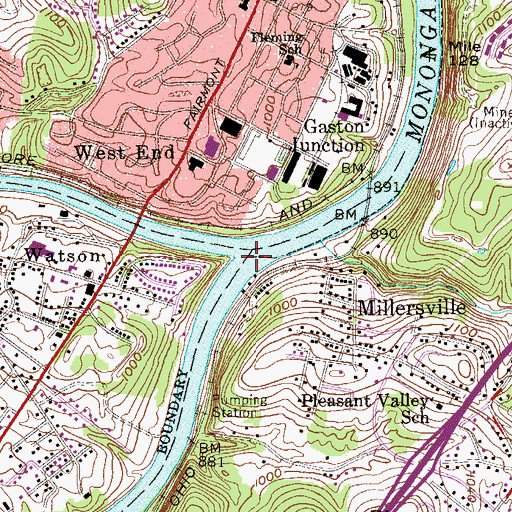 Topographic Map of Tygart Valley River, WV