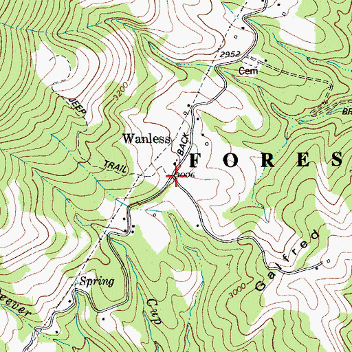 Topographic Map of Wanless, WV