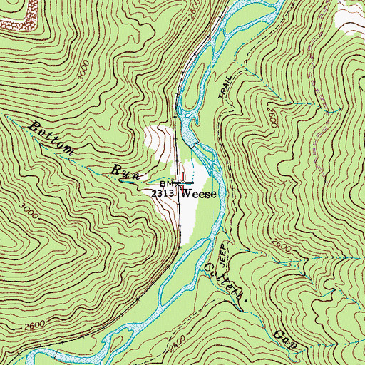 Topographic Map of Weese, WV