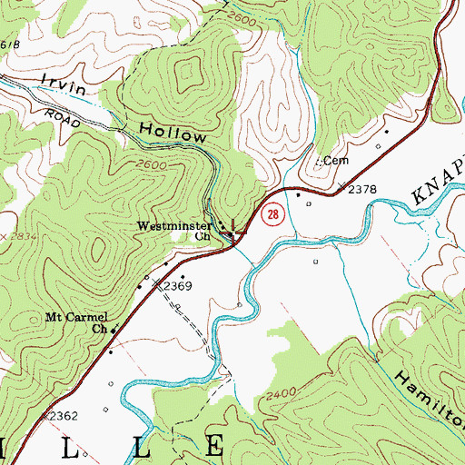 Topographic Map of Westminster Presbyterian Church, WV