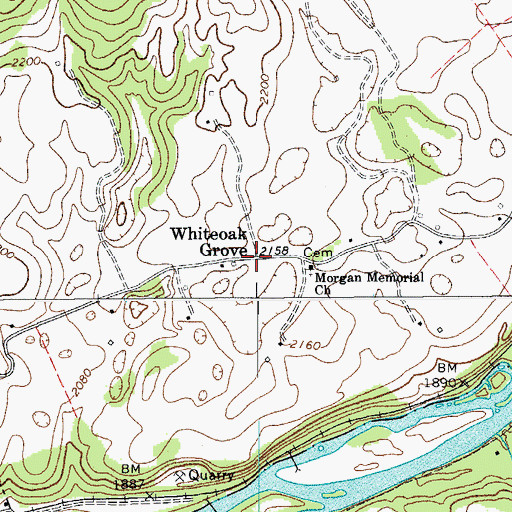 Topographic Map of Whiteoak Grove, WV