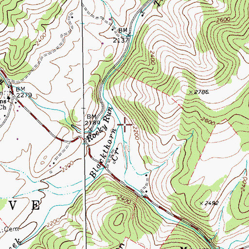 Topographic Map of Whitethorn Creek, WV