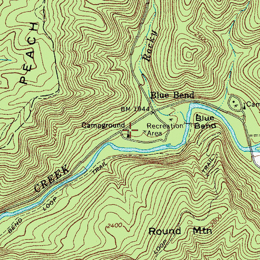 Topographic Map of Blue Bend Campground, WV