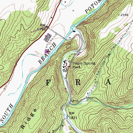 Topographic Map of Thorn Spring, WV