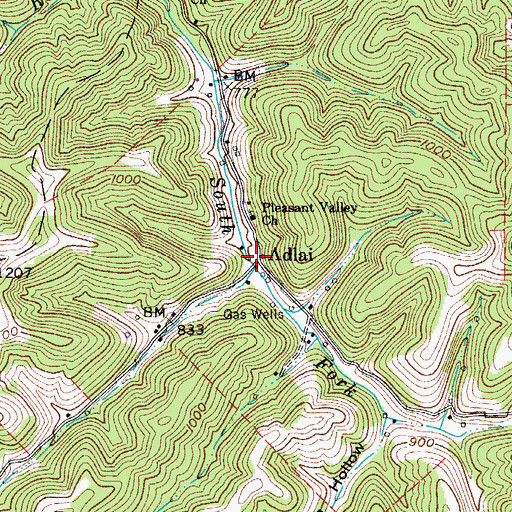 Topographic Map of Adlai, WV