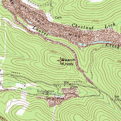 Topographic Map of Beech Knob, WV