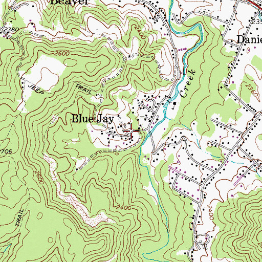 Topographic Map of Blue Jay, WV