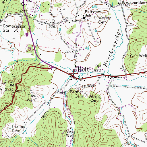 Topographic Map of Bolt, WV