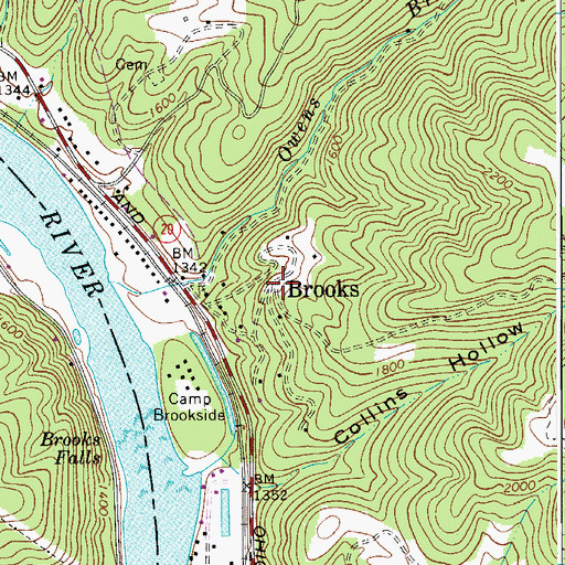 Topographic Map of Brooks, WV