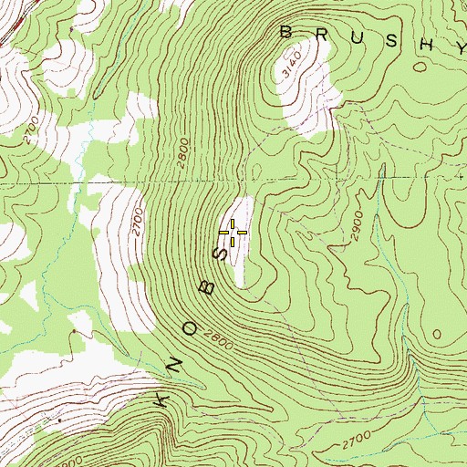 Topographic Map of Brushy Knobs, WV
