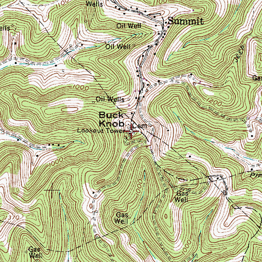 Topographic Map of Buck Knob, WV