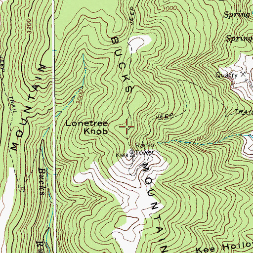 Topographic Map of Bucks Mountain, WV