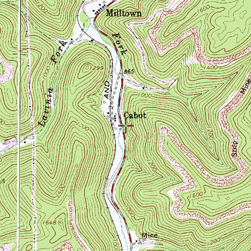Topographic Map of Cabot, WV