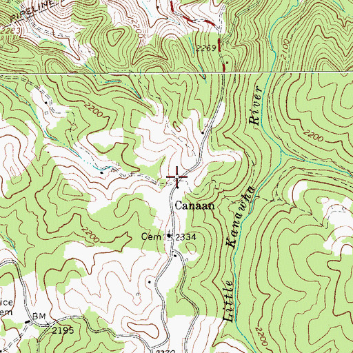 Topographic Map of Canaan, WV
