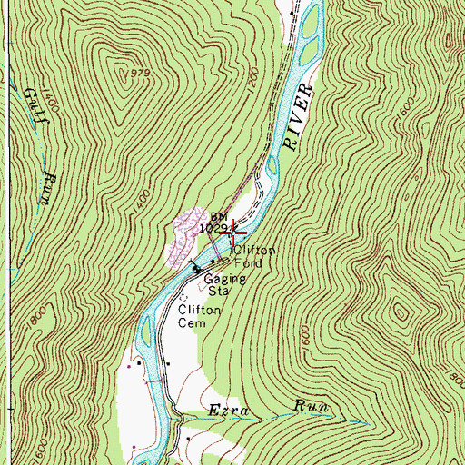 Topographic Map of Clifton Ford, WV