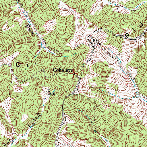 Topographic Map of Cokeleys, WV