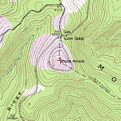 Topographic Map of Cold Knob, WV