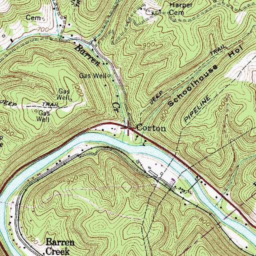 Topographic Map of Corton, WV