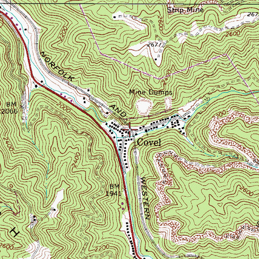 Topographic Map of Covel, WV