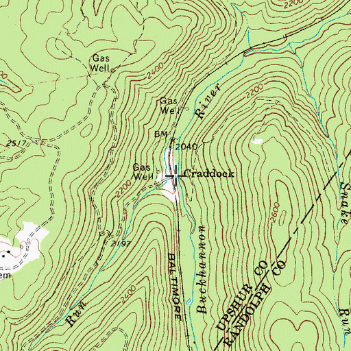 Topographic Map of Craddock, WV