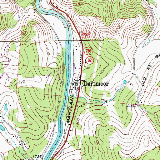 Topographic Map of Dartmoor, WV