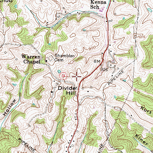 Topographic Map of Divide Hill, WV