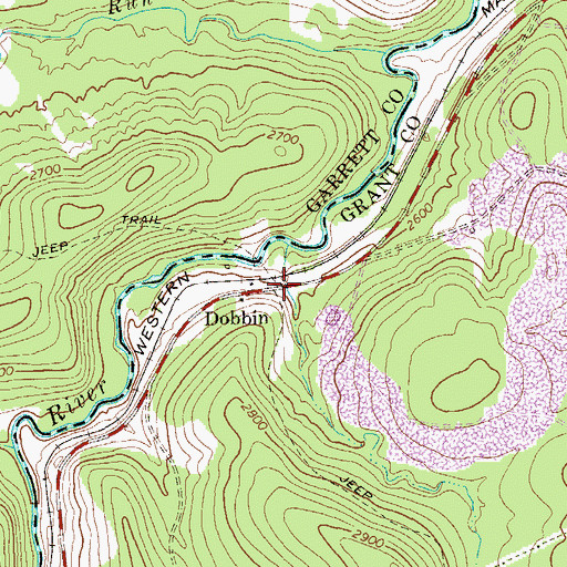 Topographic Map of Dobbin, WV