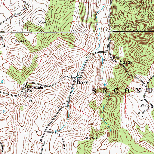 Topographic Map of Dorr, WV