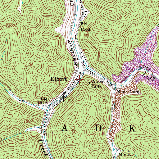 Topographic Map of Elbert, WV