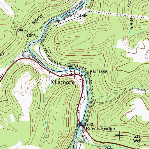 Topographic Map of Ellamore, WV
