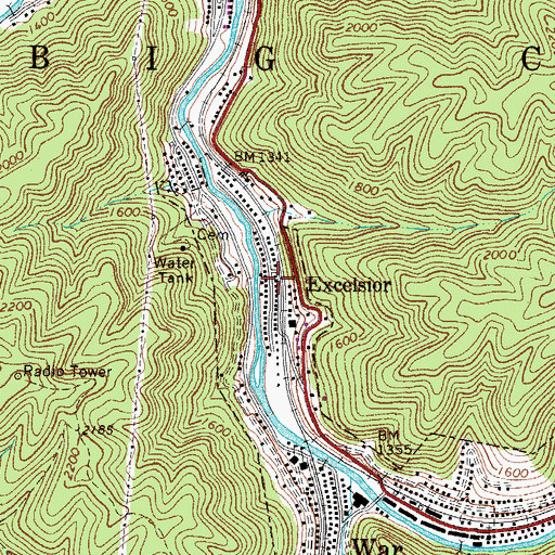 Topographic Map of Excelsior, WV