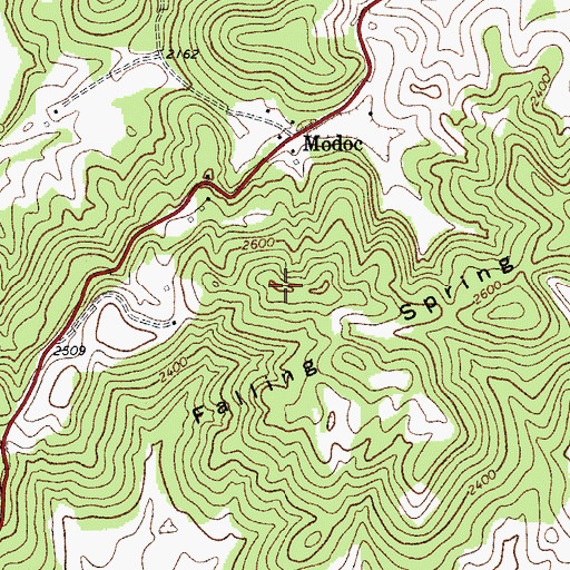 Topographic Map of Falling Spring Mountain, WV