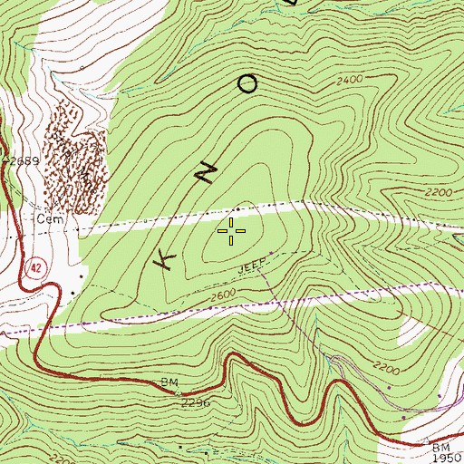 Topographic Map of Fore Knobs, WV