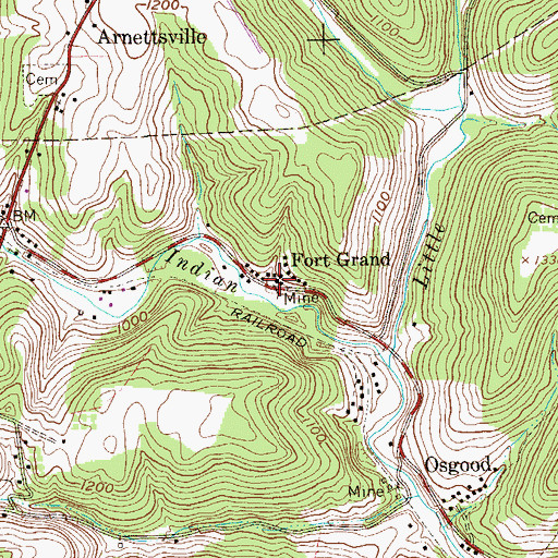 Topographic Map of Fort Grand, WV