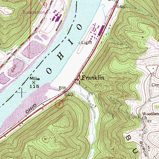 Topographic Map of Franklin, WV