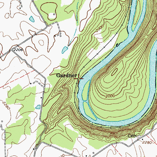Topographic Map of Gardner, WV