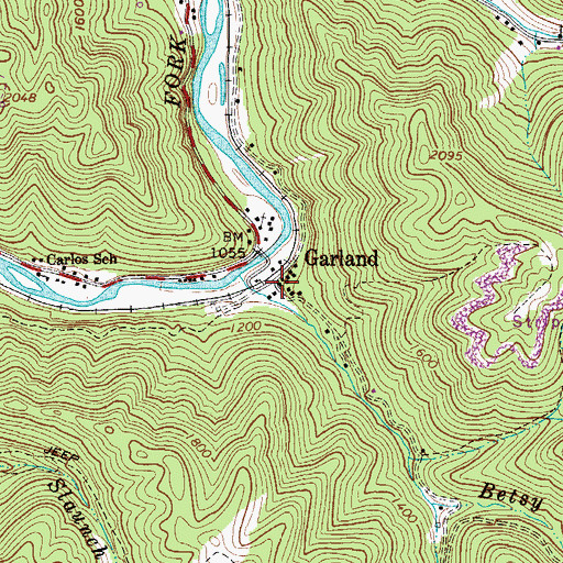 Topographic Map of Garland, WV