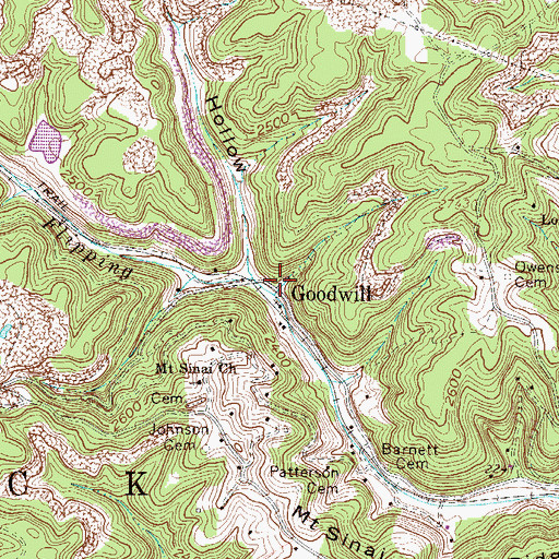 Topographic Map of Goodwill, WV