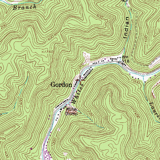 Topographic Map of Gordon, WV