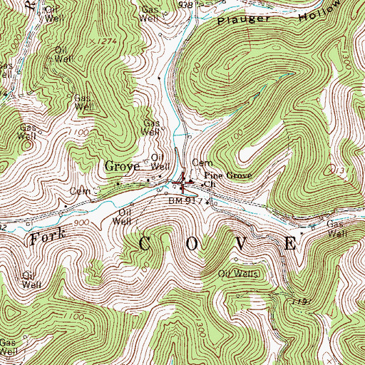 Topographic Map of Grove, WV