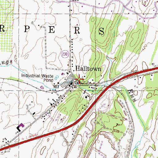 Topographic Map of Halltown, WV