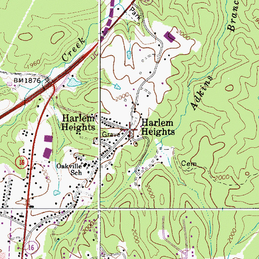 Topographic Map of Harlem Heights, WV