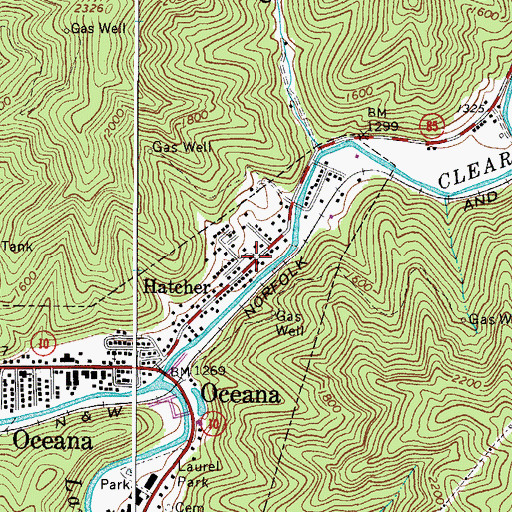 Topographic Map of Hatcher, WV