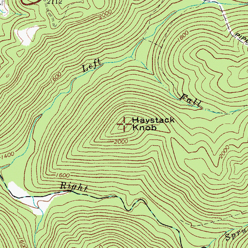 Topographic Map of Haystack Knob, WV