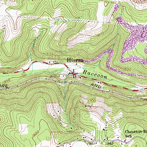 Topographic Map of Hiorra, WV