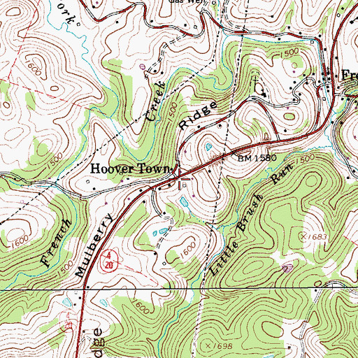 Topographic Map of Hoover Town, WV