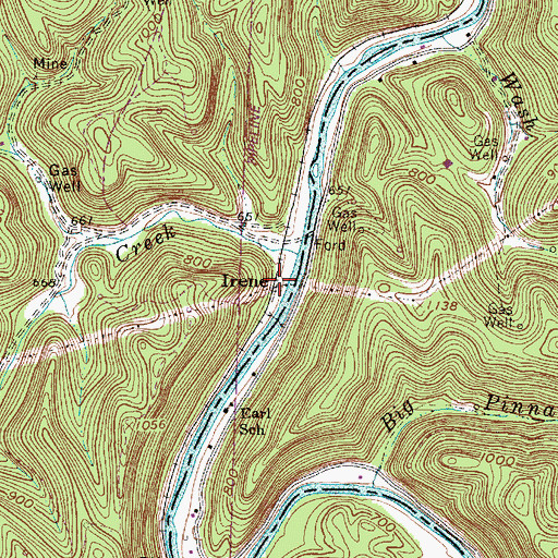 Topographic Map of Irene, WV