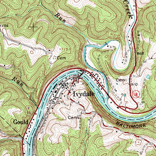 Topographic Map of Ivydale, WV