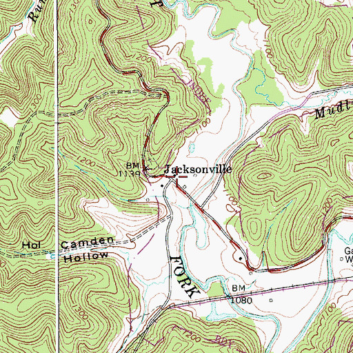 Topographic Map of Jacksonville, WV