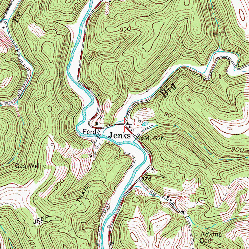Topographic Map of Jenks, WV